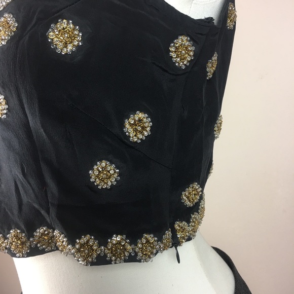 Vintage Silk Glass Beaded Seed Bead Sequined Crop Top M 1455 - Picture 3 of 8